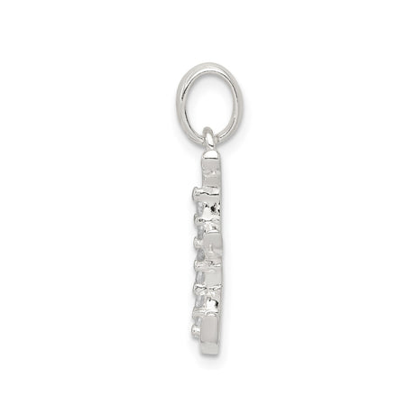 Sterling Silver Initial E Pendant with Cubic Zirconia, Monogram Charm Jewelry