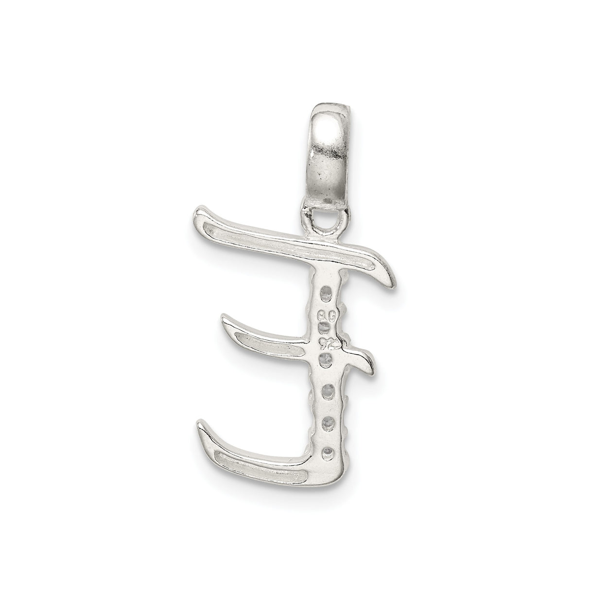Sterling Silver Initial E Pendant with Cubic Zirconia, Monogram Charm Jewelry