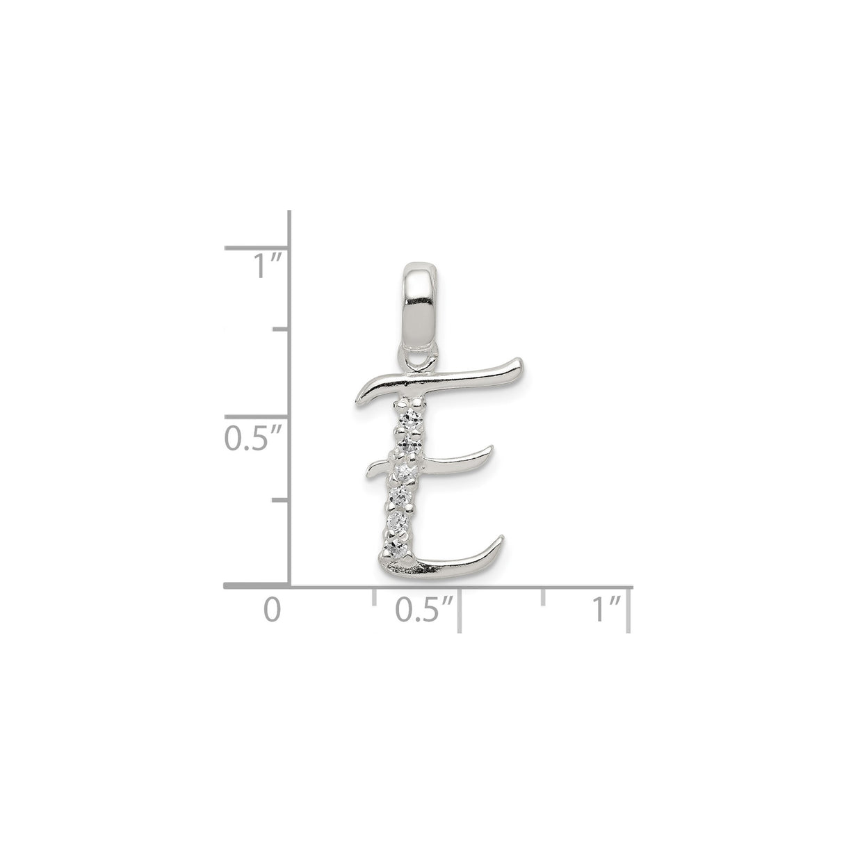 Sterling Silver Initial E Pendant with Cubic Zirconia, Monogram Charm Jewelry