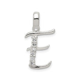 Sterling Silver Initial E Pendant with Cubic Zirconia, Monogram Charm Jewelry