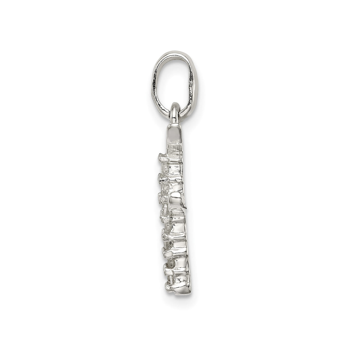 Sterling Silver Pendant with Cubic Zirconia, Polished Letter F Initial Charm for Women or Unisex Wear