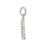 Sterling Silver Pendant with Cubic Zirconia, Polished Letter F Initial Charm for Women or Unisex Wear
