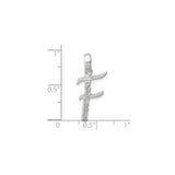 Sterling Silver Pendant with Cubic Zirconia, Polished Letter F Initial Charm for Women or Unisex Wear