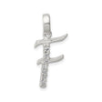 Sterling Silver Pendant with Cubic Zirconia, Polished Letter F Initial Charm for Women or Unisex Wear