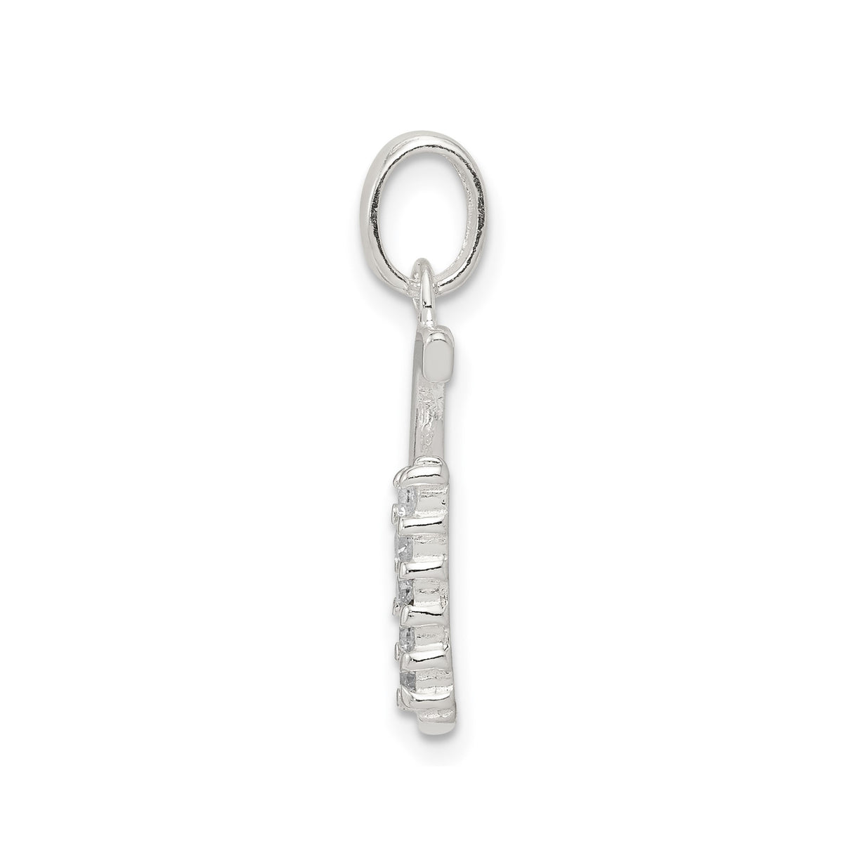 Sterling Silver Initial G Pendant with Cubic Zirconia, Polished Letter Charm for Women