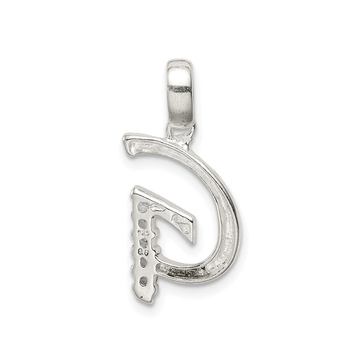 Sterling Silver Initial G Pendant with Cubic Zirconia, Polished Letter Charm for Women