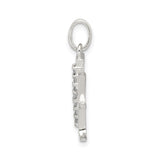 Sterling Silver Letter H Pendant with Cubic Zirconia Accents, Polished Initial Charm