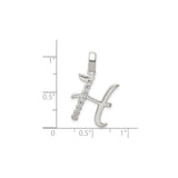 Sterling Silver Letter H Pendant with Cubic Zirconia Accents, Polished Initial Charm