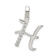 Sterling Silver Letter H Pendant with Cubic Zirconia Accents, Polished Initial Charm