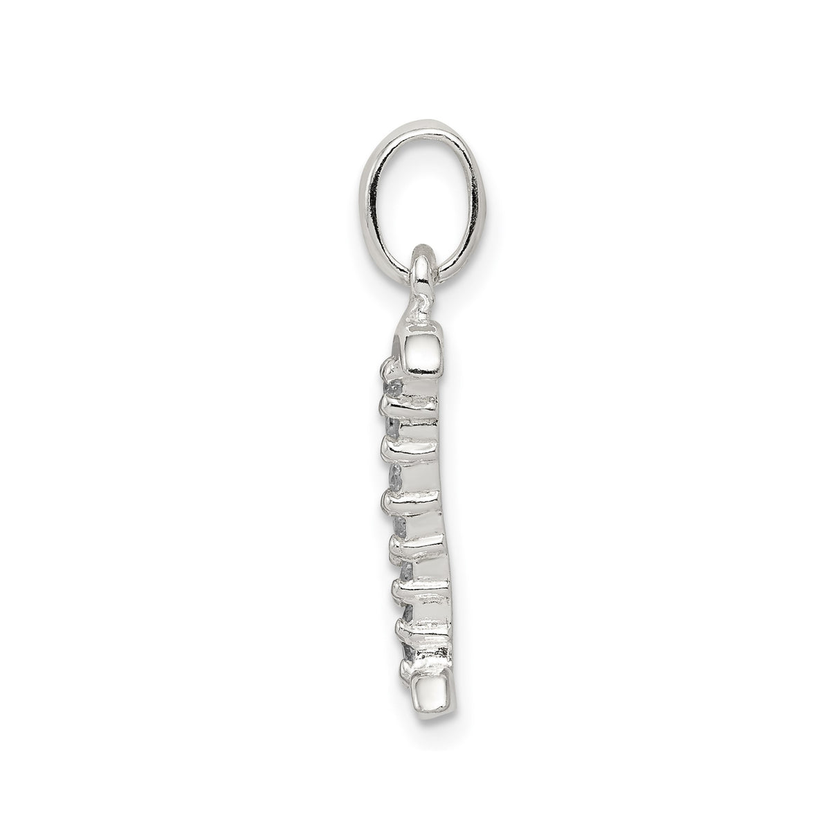 Sterling Silver Letter I Pendant with Cubic Zirconia, Initial Charm Jewelry