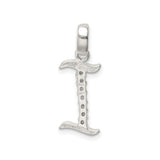 Sterling Silver Letter I Pendant with Cubic Zirconia, Initial Charm Jewelry
