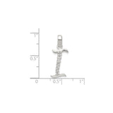 Sterling Silver Letter I Pendant with Cubic Zirconia, Initial Charm Jewelry