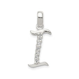 Sterling Silver Letter I Pendant with Cubic Zirconia, Initial Charm Jewelry