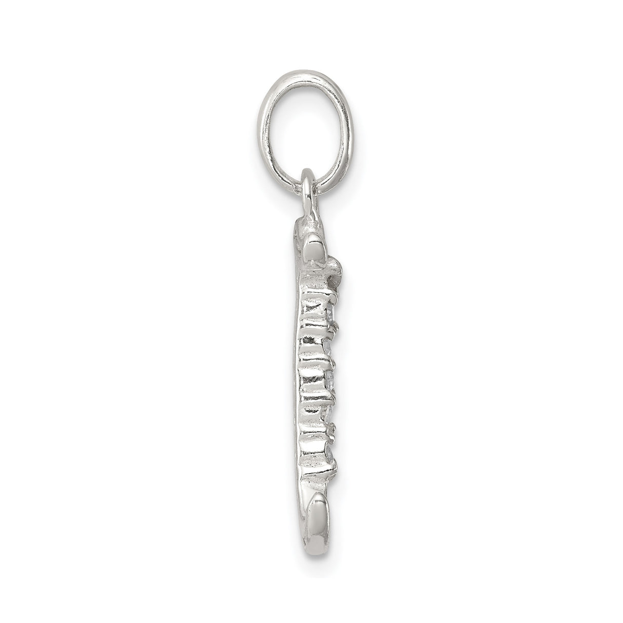 Sterling Silver Initial J Pendant with Cubic Zirconia, Polished Monogram Letter Charm