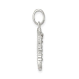 Sterling Silver Initial J Pendant with Cubic Zirconia, Polished Monogram Letter Charm