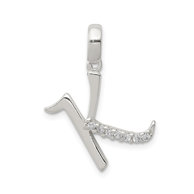 Sterling Silver Chai Pendant with Cubic Zirconia, Hebrew Symbol Judaica Jewelry