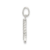 Sterling Silver Letter L Pendant with Cubic Zirconia, Dainty Monogram Charm for Women