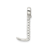 Sterling Silver Letter L Pendant with Cubic Zirconia, Dainty Monogram Charm for Women