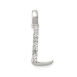 Sterling Silver Letter L Pendant with Cubic Zirconia, Dainty Monogram Charm for Women