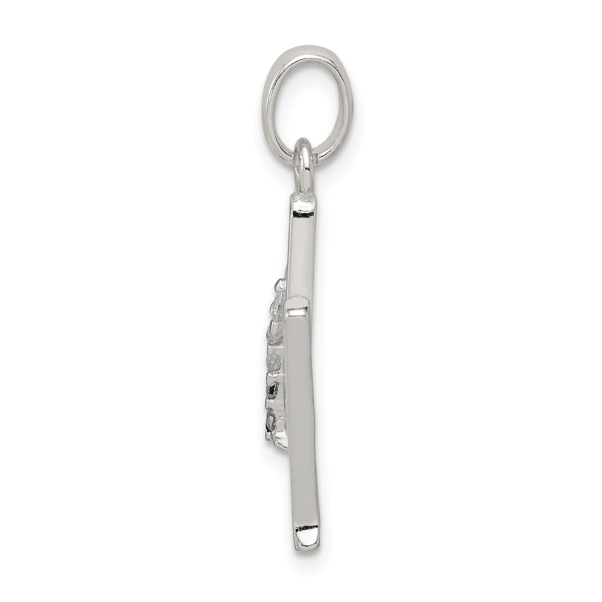 Sterling Silver Initial N Pendant with Cubic Zirconia, Script Letter Charm