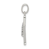 Sterling Silver Initial N Pendant with Cubic Zirconia, Script Letter Charm