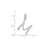 Sterling Silver Initial N Pendant with Cubic Zirconia, Script Letter Charm