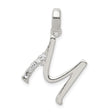 Sterling Silver Initial N Pendant with Cubic Zirconia, Script Letter Charm