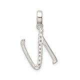 Sterling Silver Initial N Pendant with Cubic Zirconia, Dainty Alphabet Charm Jewelry