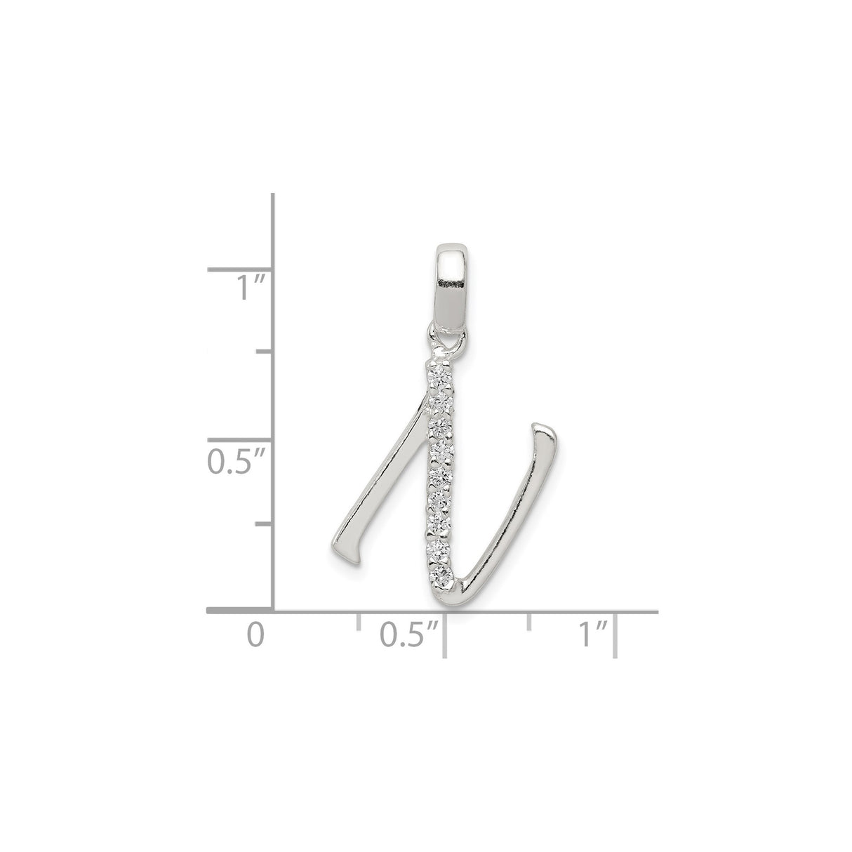 Sterling Silver Initial N Pendant with Cubic Zirconia, Dainty Alphabet Charm Jewelry