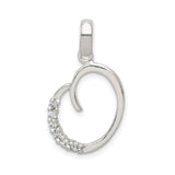 Sterling Silver Heart Pendant with Cubic Zirconia Accents, Open Design Romantic Jewelry for Women