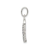 Sterling Silver Script Initial P Pendant with Cubic Zirconia Accents, Monogram Charm