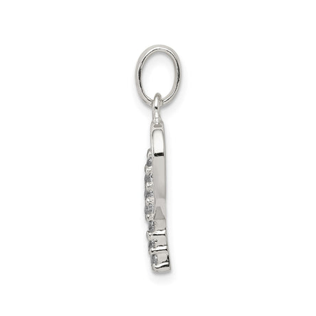Sterling Silver Script Initial P Pendant with Cubic Zirconia Accents, Monogram Charm