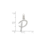 Sterling Silver Script Initial P Pendant with Cubic Zirconia Accents, Monogram Charm