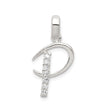 Sterling Silver Script Initial P Pendant with Cubic Zirconia Accents, Monogram Charm