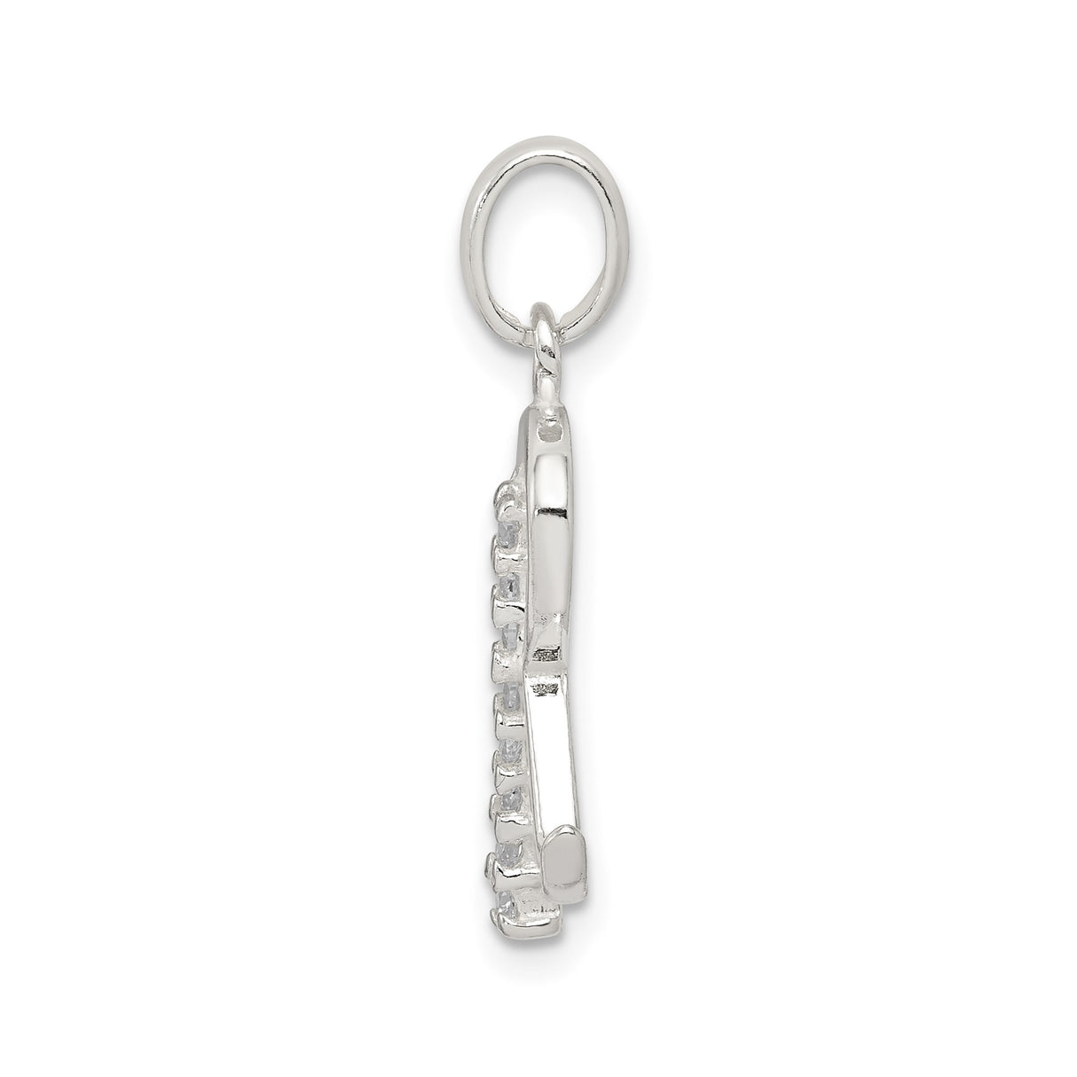 Sterling Silver R Pendant with Cubic Zirconia, Alphabet Initial Charm Jewelry