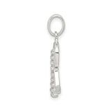 Sterling Silver R Pendant with Cubic Zirconia, Alphabet Initial Charm Jewelry