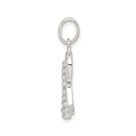 Sterling Silver R Pendant with Cubic Zirconia, Alphabet Initial Charm Jewelry