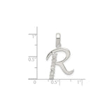 Sterling Silver R Pendant with Cubic Zirconia, Alphabet Initial Charm Jewelry