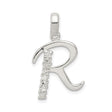 Sterling Silver R Pendant with Cubic Zirconia, Alphabet Initial Charm Jewelry
