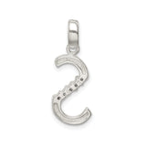 CZ Initial S Charm Pendant in Real 925 Sterling Silver