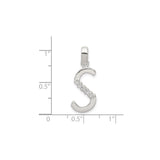CZ Initial S Charm Pendant in Real 925 Sterling Silver