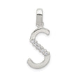 CZ Initial S Charm Pendant in Real 925 Sterling Silver