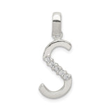 CZ Initial S Charm Pendant in Real 925 Sterling Silver