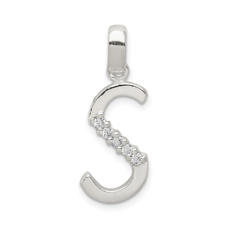 CZ Initial S Charm Pendant in Real 925 Sterling Silver