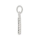Sterling Silver Cross Pendant with Cubic Zirconia, Curved Top and Vertical Bar, Christian Jewelry for Women