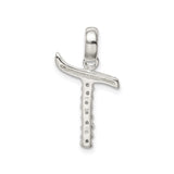 Sterling Silver Cross Pendant with Cubic Zirconia, Curved Top and Vertical Bar, Christian Jewelry for Women