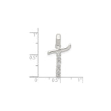 Sterling Silver Cross Pendant with Cubic Zirconia, Curved Top and Vertical Bar, Christian Jewelry for Women