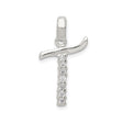 Sterling Silver Cross Pendant with Cubic Zirconia, Curved Top and Vertical Bar, Christian Jewelry for Women