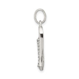 Sterling Silver Hockey Stick and Puck Pendant with Cubic Zirconia, Sports Charm