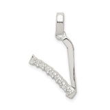 Sterling Silver Hockey Stick and Puck Pendant with Cubic Zirconia, Sports Charm